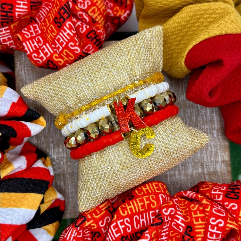 KC Kansas City Chiefs Football Bracelet Stack 🏈